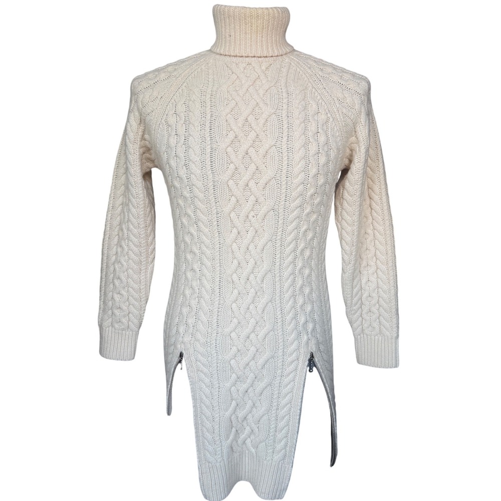 Alexander Wang Cream Cable‎ Knit Turtleneck Sweater Dress